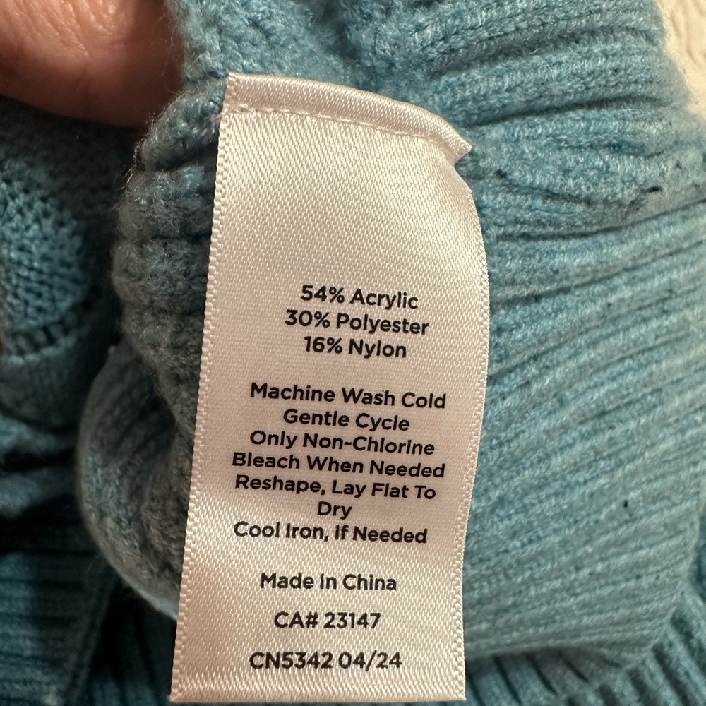 Talbots Teal-Blue Zip Front Cable-Knit Cardigan - NWT - Picture 5 of 5
